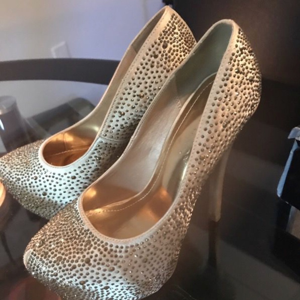 Gold dazzled Mascotte platform heels